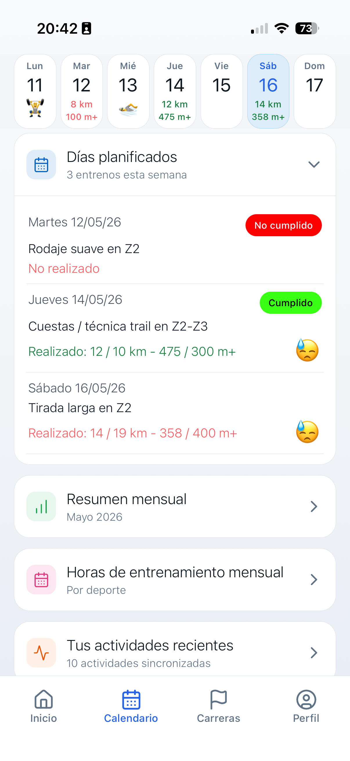 Progreso semanal de InKiTrail